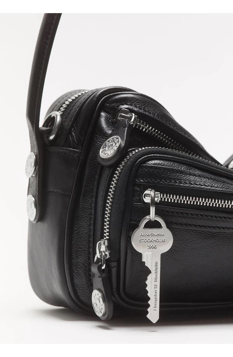 Acne Studios Small Camero Leather Shoulder Bag, Alternate, color, Black