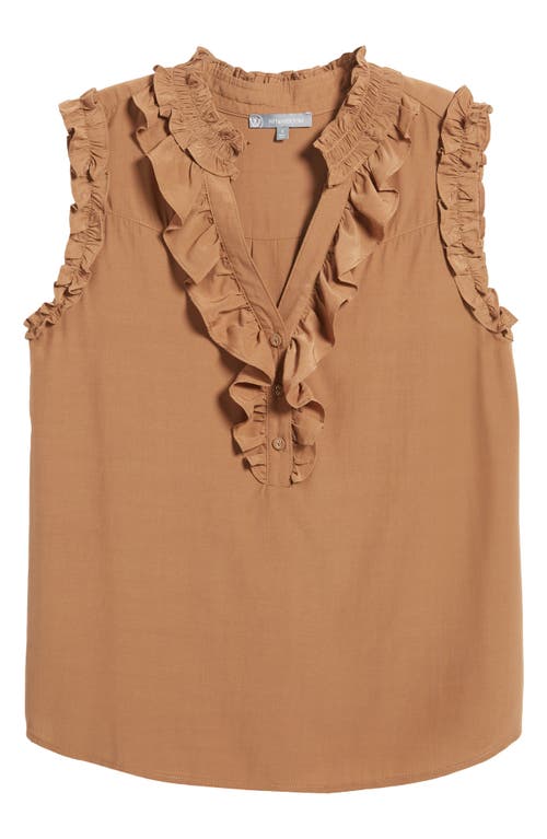 Wit & Wisdom Ruffle Edge Sleeveless Top In Nutmeg