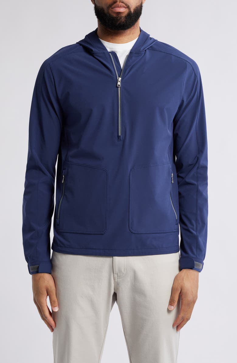 Peter Millar Crown Crafted Quest Water Resistant Half Zip Hoodie, Main, color, 
