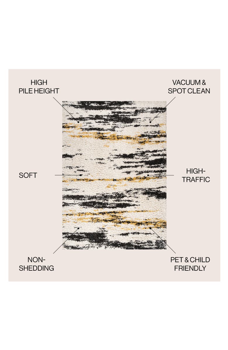 JONATHAN Y Nova Modern Bold Strie
 Shag Area Rug, Alternate, color, Beige/Black/Yellow