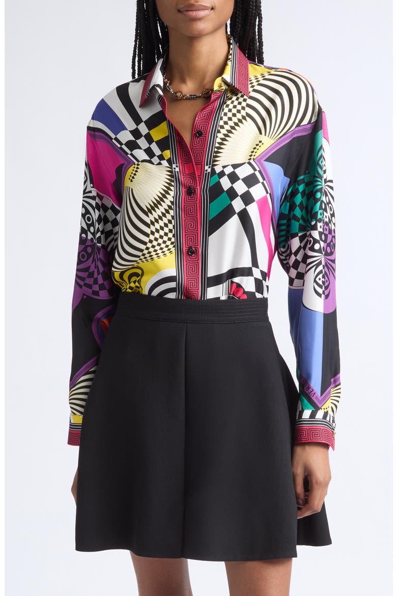 Teatro Print Silk Foulard Button-Up Shirt, Main, color, MULTICOLOR