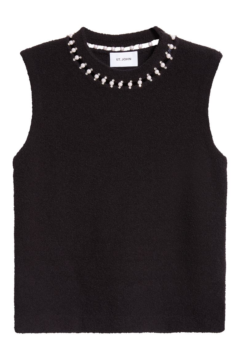 Embellished Stretch Micro Bouclé Shell, Alternate, color, BLACK