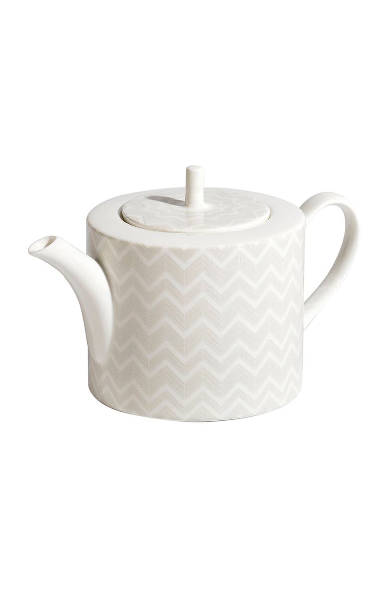 Missoni Home Tableware Tea Pot or Coffee Pot ZIG ZAG White diam. 4.75", H 4.5", Main, color, White