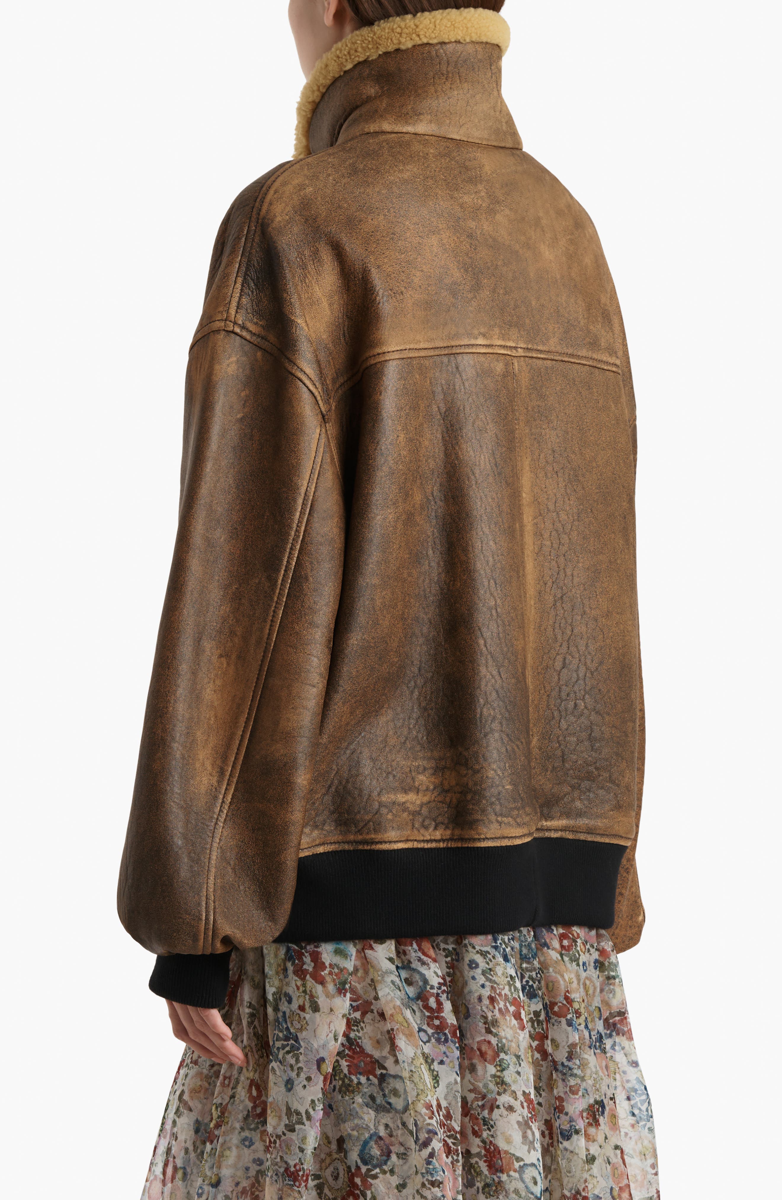 Sandor Distressed Leather Bomber Jacket - image 2
