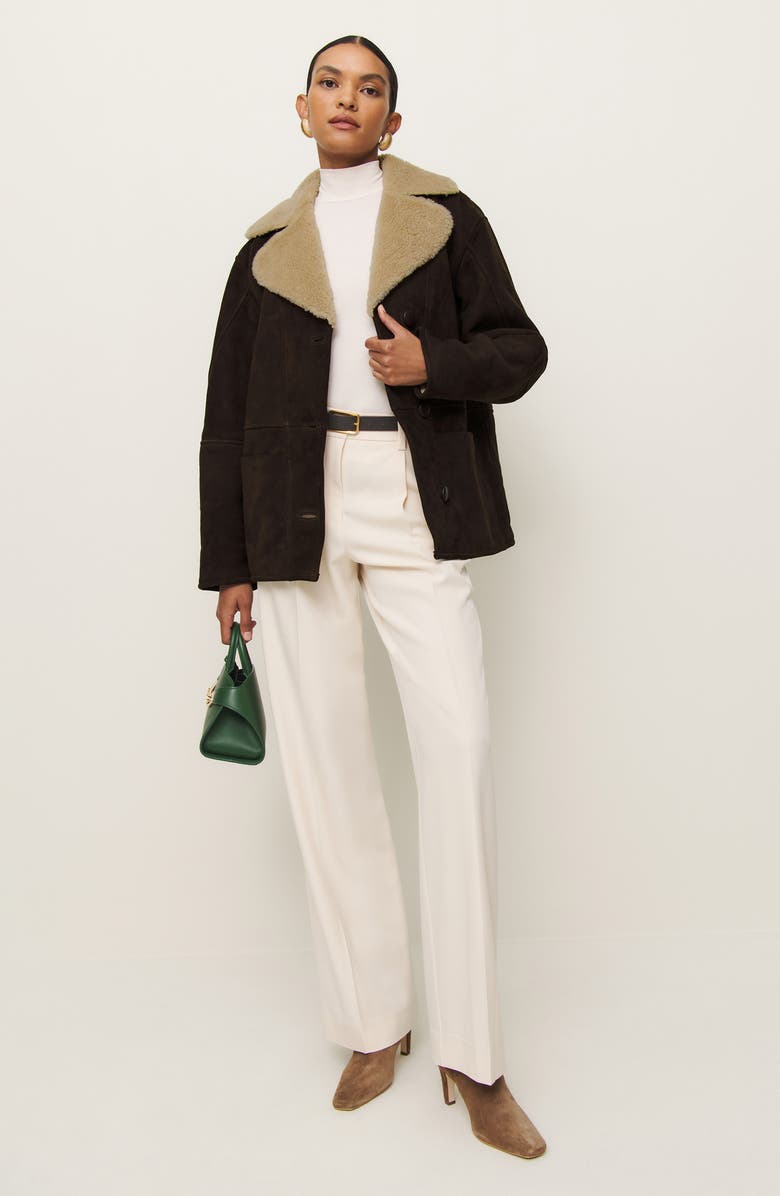 Reformation Veda Luca Shearling Jacket, Alternate, color, Mole
