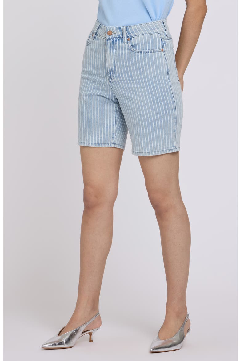 Erin High Waist Denim Shorts, Main, color, AZURE STRIPE