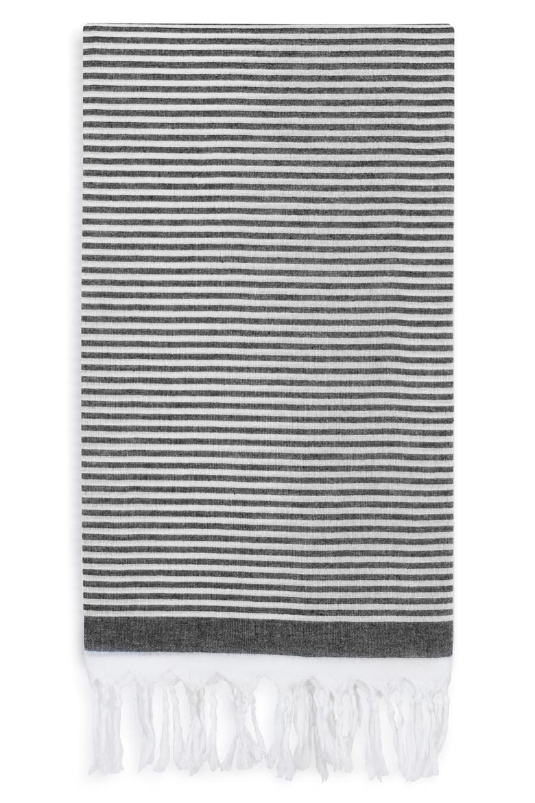 Soft Stripes Turkish Pestemal Towel, Main, color, BLACK