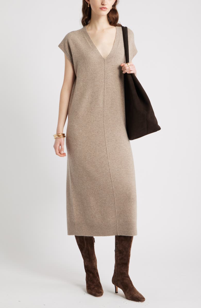 Nordstrom Wool & Cashmere Blend Shift Dress, Alternate, color, Beige Bliss