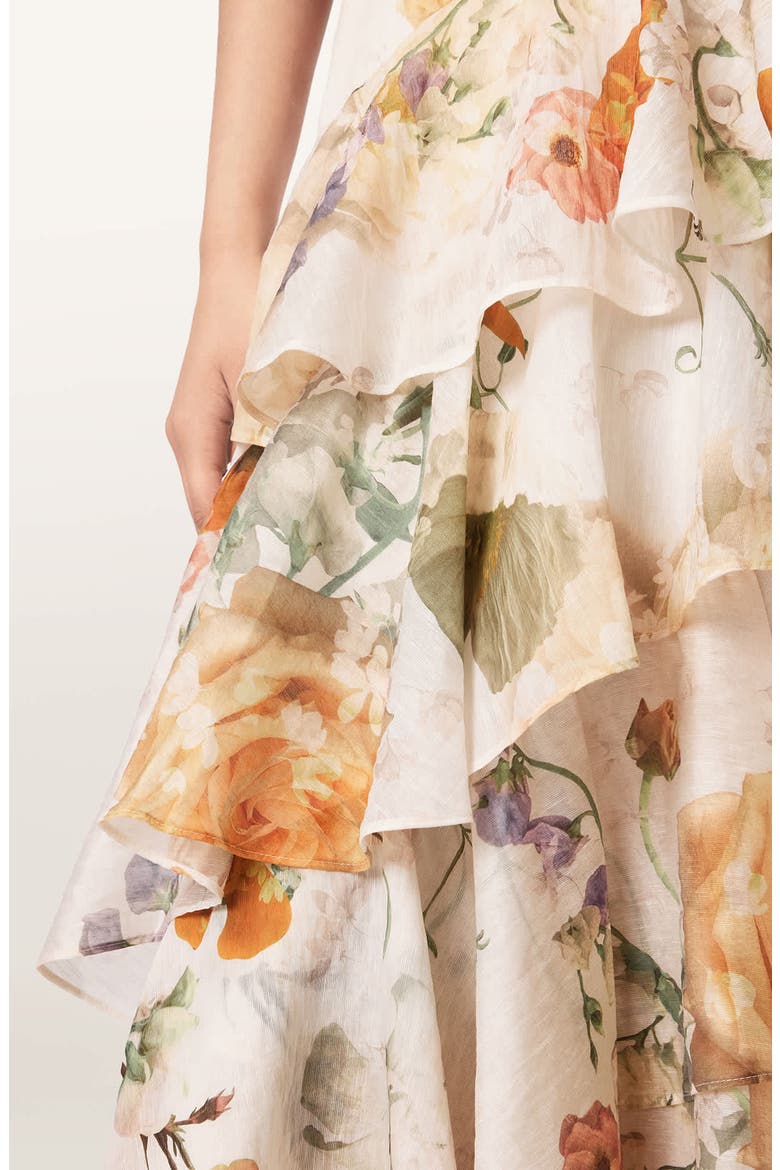 Camellia Floral Print Wrap Dress, Alternate, color, HAZE WHITE