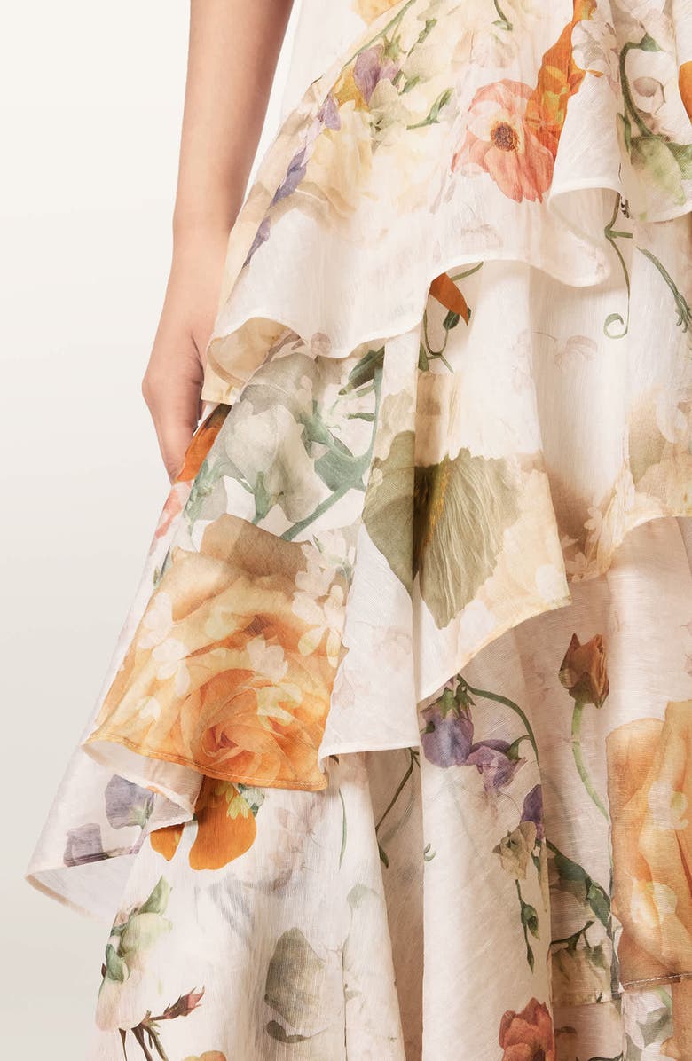 AllSaints Camellia Floral Print Wrap Dress, Alternate, color, Haze White