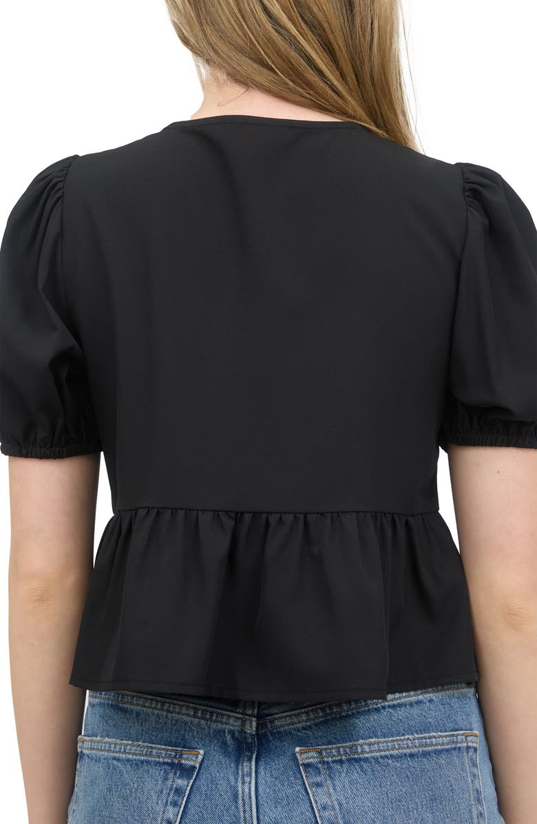 Blu Pepper Bow Embellished Peplum Top, Alternate, color, Black