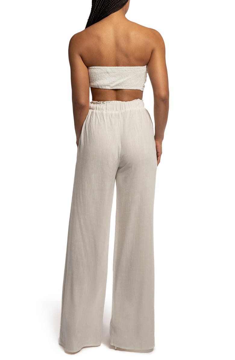 JLUXLABEL Two-Piece Strapless Crop Top & Wide Leg Pants Set, Alternate, color, 