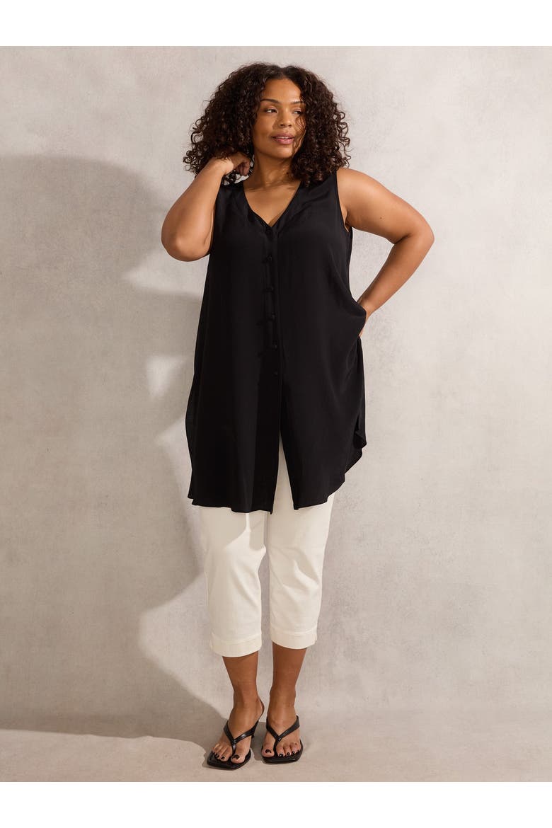 Split Front Tunic, Alternate, color, Black