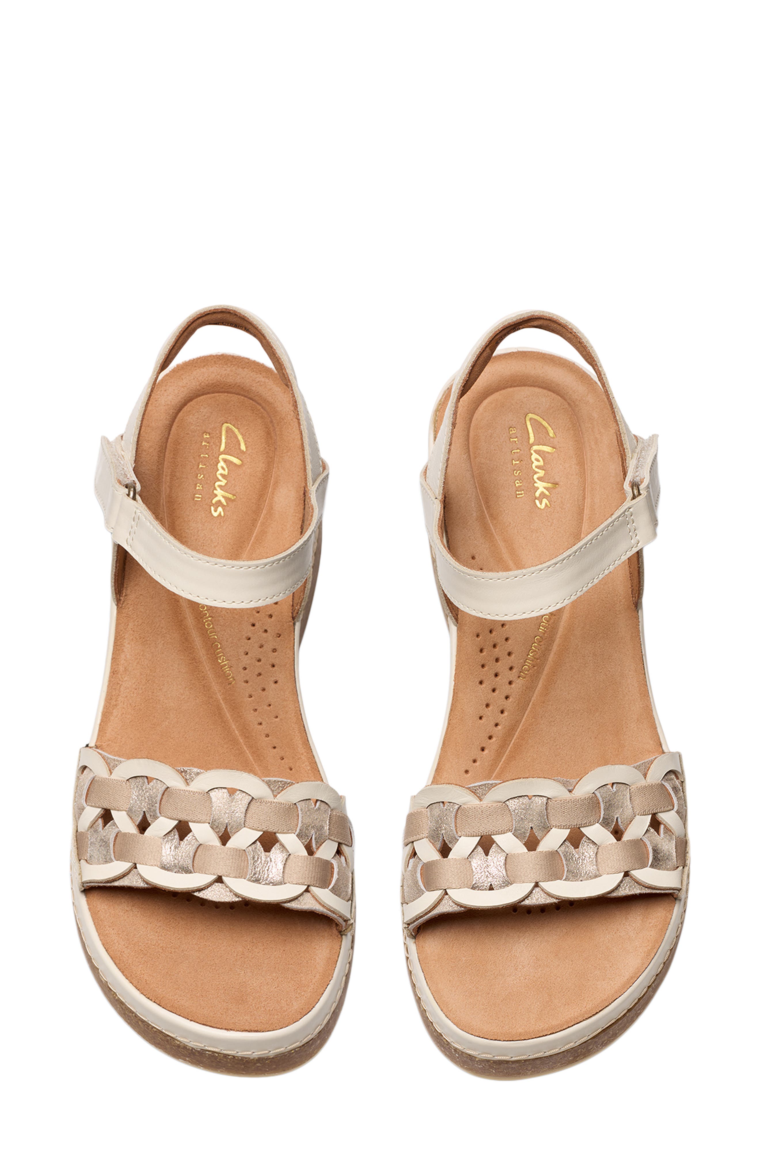 Clarks<sup>®</sup> Kassanda Wedge Sandal, Alternate, color, Cream Multi