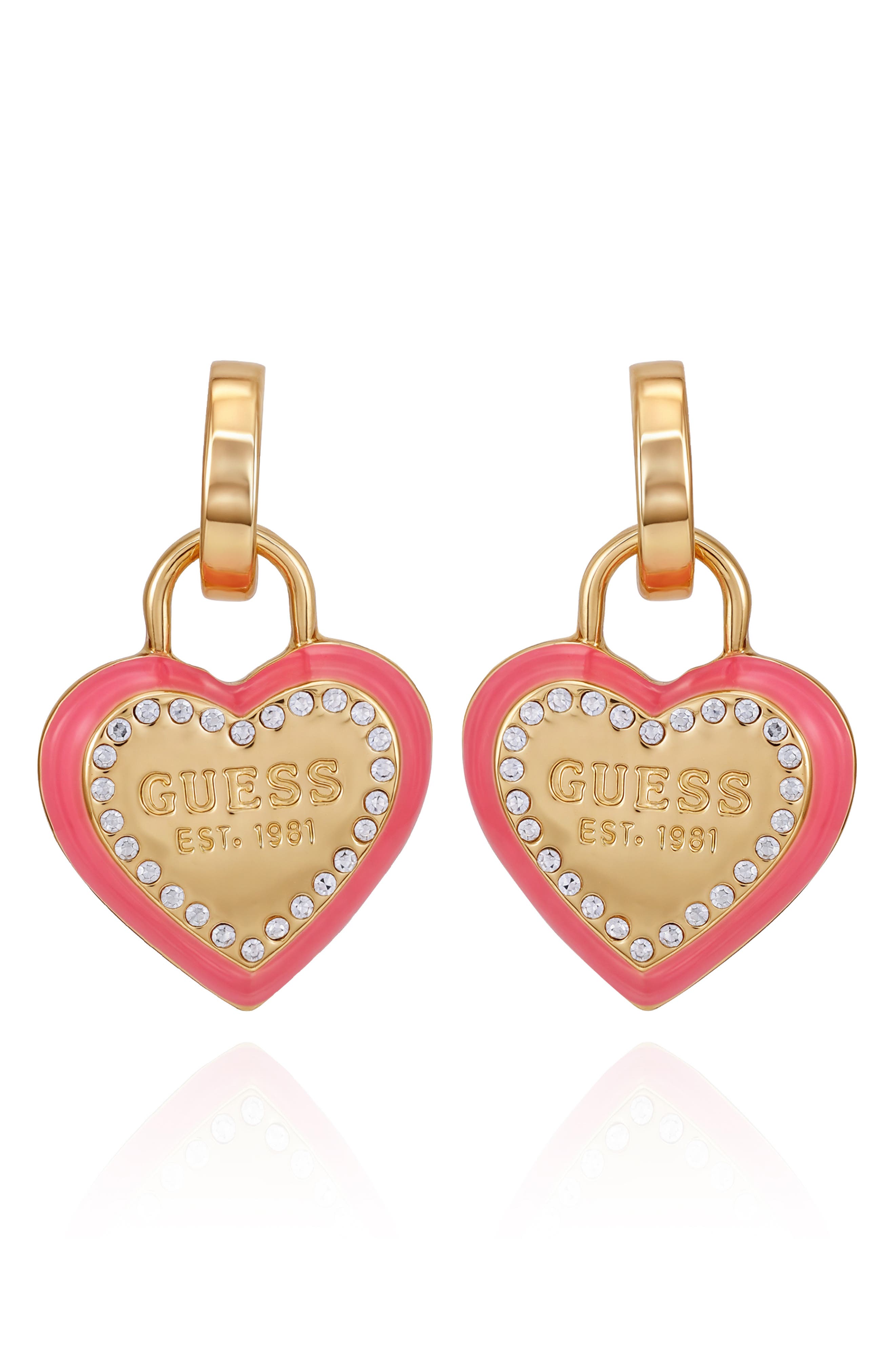 GUESS Heart Pavé Charm Earrings