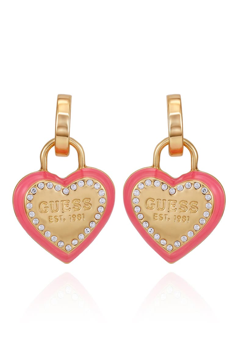 Heart Pavé Charm Earrings, Main, color, GOLD TONE