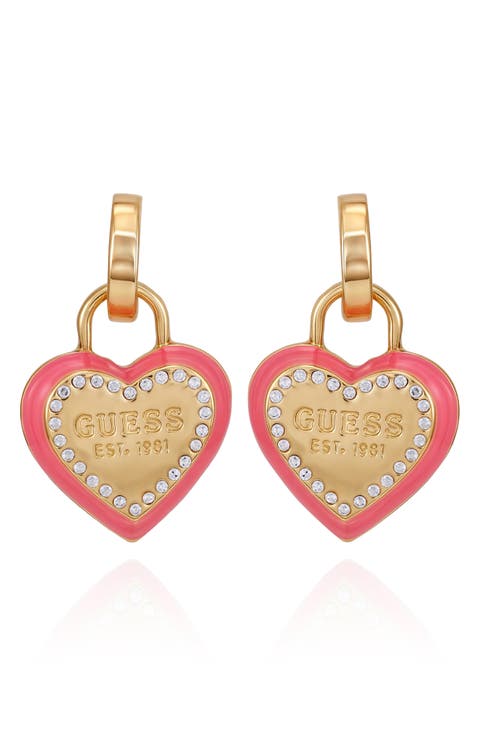 Heart Pavé Charm Earrings