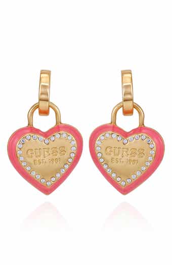 GUESS Heart Pavé Charm Earrings