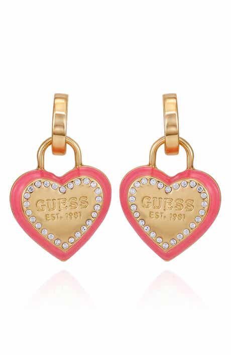 GUESS Heart Pavé Charm Earrings