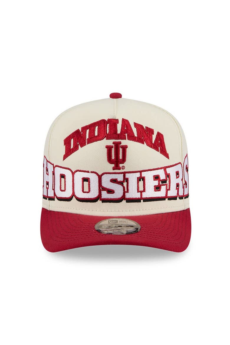 Men's New Era Cream/Crimson Indiana Hoosiers March Madness Historic Collection 9FIFTY A-Frame Snapback Hat, Alternate, color, Cream