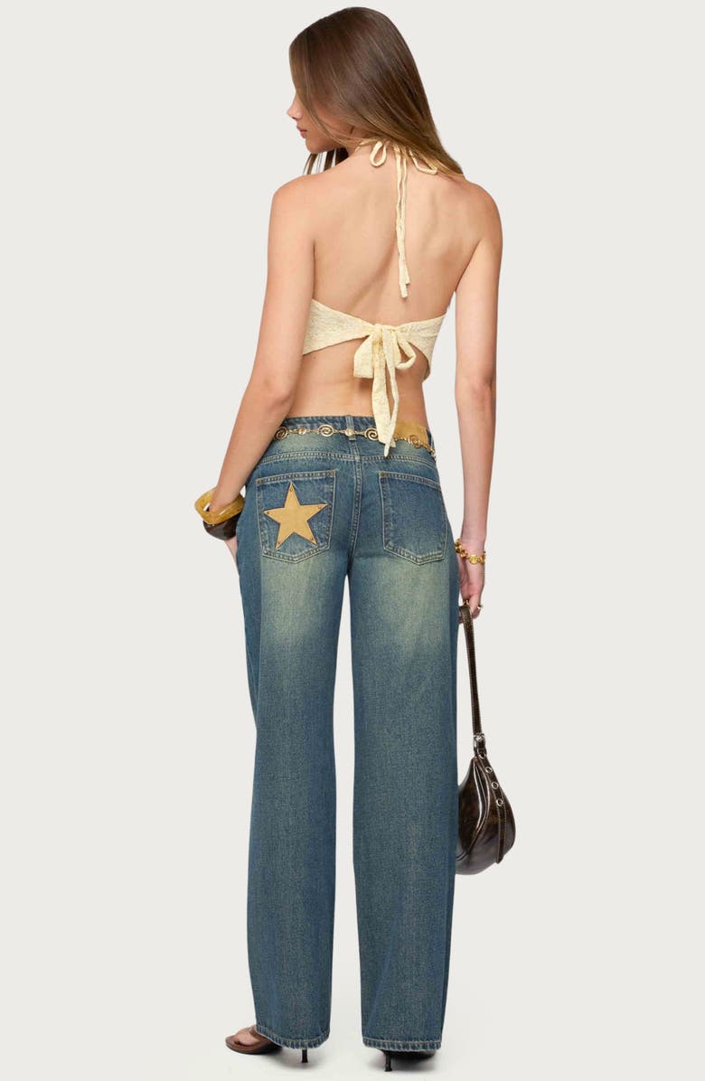 EDIKTED Alana Floral Handerchief Hem Halter Top, Alternate, color, Cream