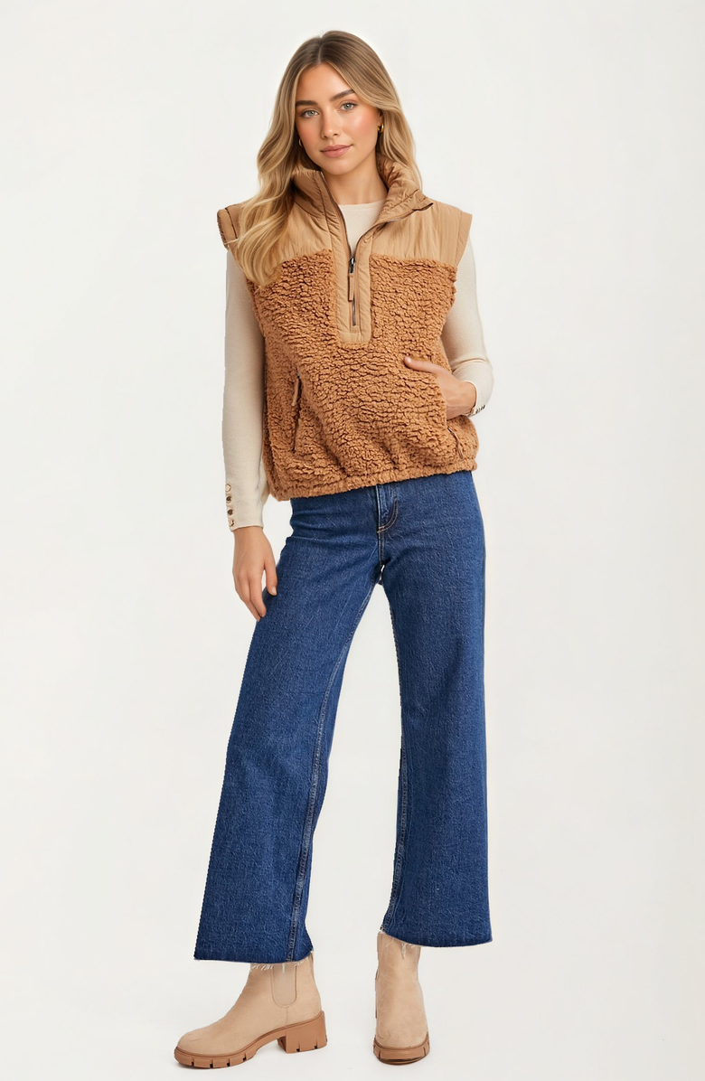 Knit and Lounge Textured Quilted Zip Vest, Alternate, color, 