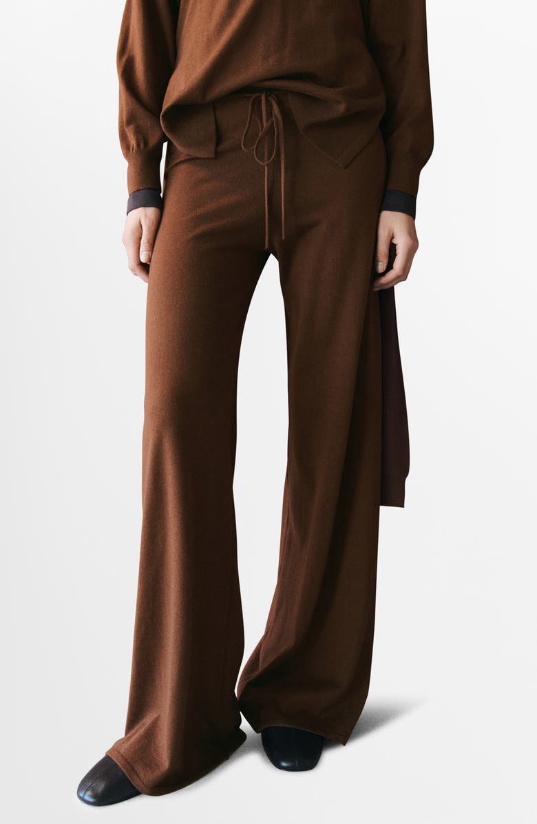 MANGO Kendrik Knit Drawstring Pants, Main, color, Caramel