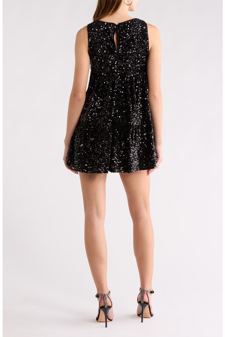 Sequin Tiered Minidress, Alternate, color, BLACK