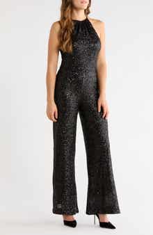 Sequin Halter Wide Leg Jumpsuit