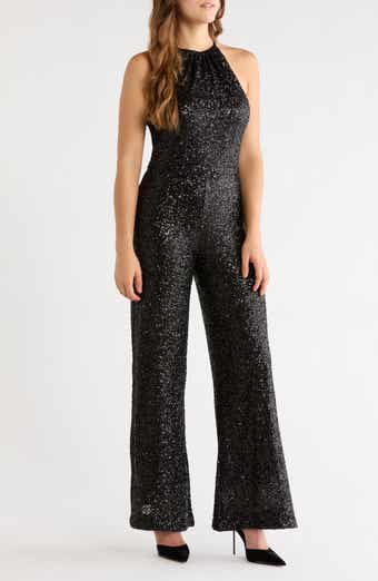 Sequin Halter Wide Leg Jumpsuit
