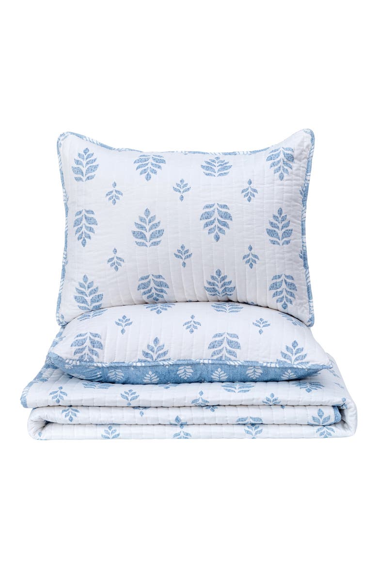 French Floral Design Quilt & Sham Set, Main, color, BLUE