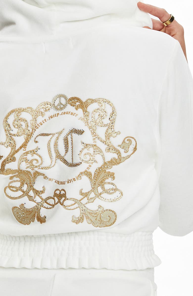 Juicy Couture Logo Crop Velour Hoodie, Alternate, color, 