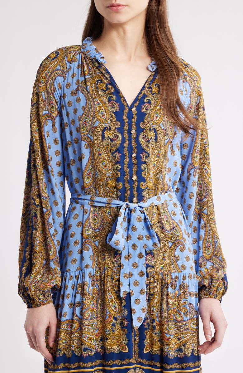 Elie Tahari The Sienna Paisley Long Sleeve Tiered Dress, Alternate, color, 