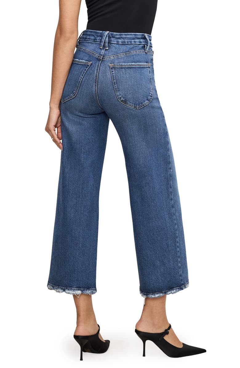 Good American Soft Tech Good Waist High Waist Crop Palazzo Jeans, Alternate, color, Indigo737