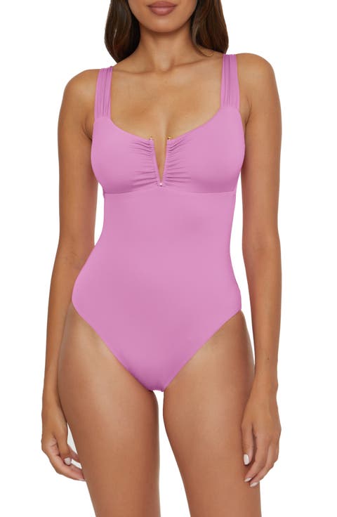 Shirred V-Wire One-Piece Swimsuit