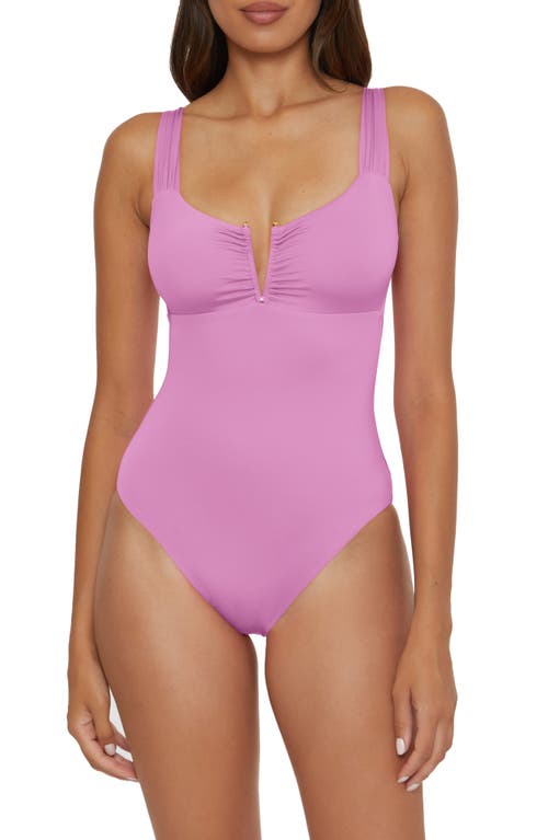 Becca Shirred V-wire One-piece Swimsuit In Orchid
