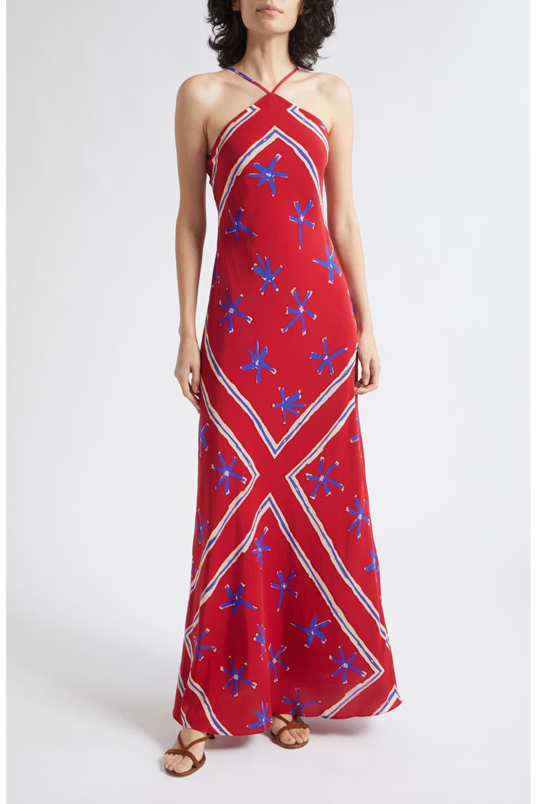 Cubism Halter Maxi Dress, Main, color, PAINTED FOULARD