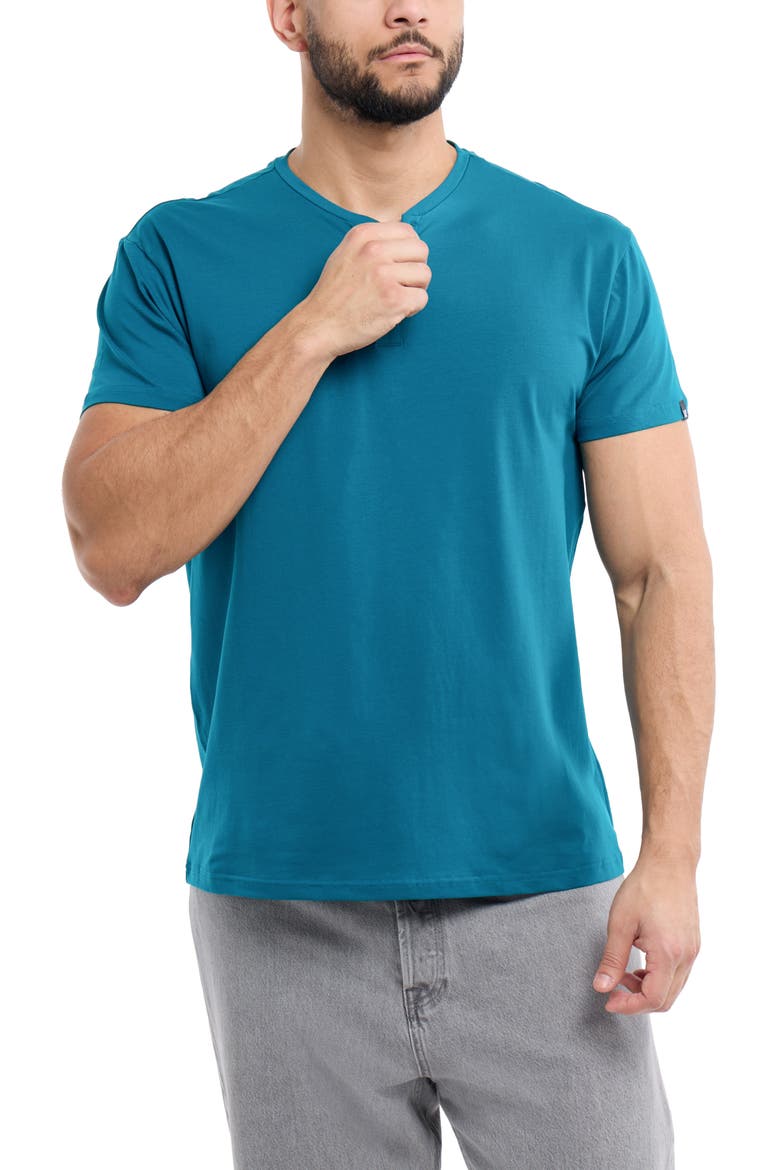 Short Sleeve Henley, Alternate, color, TEAL