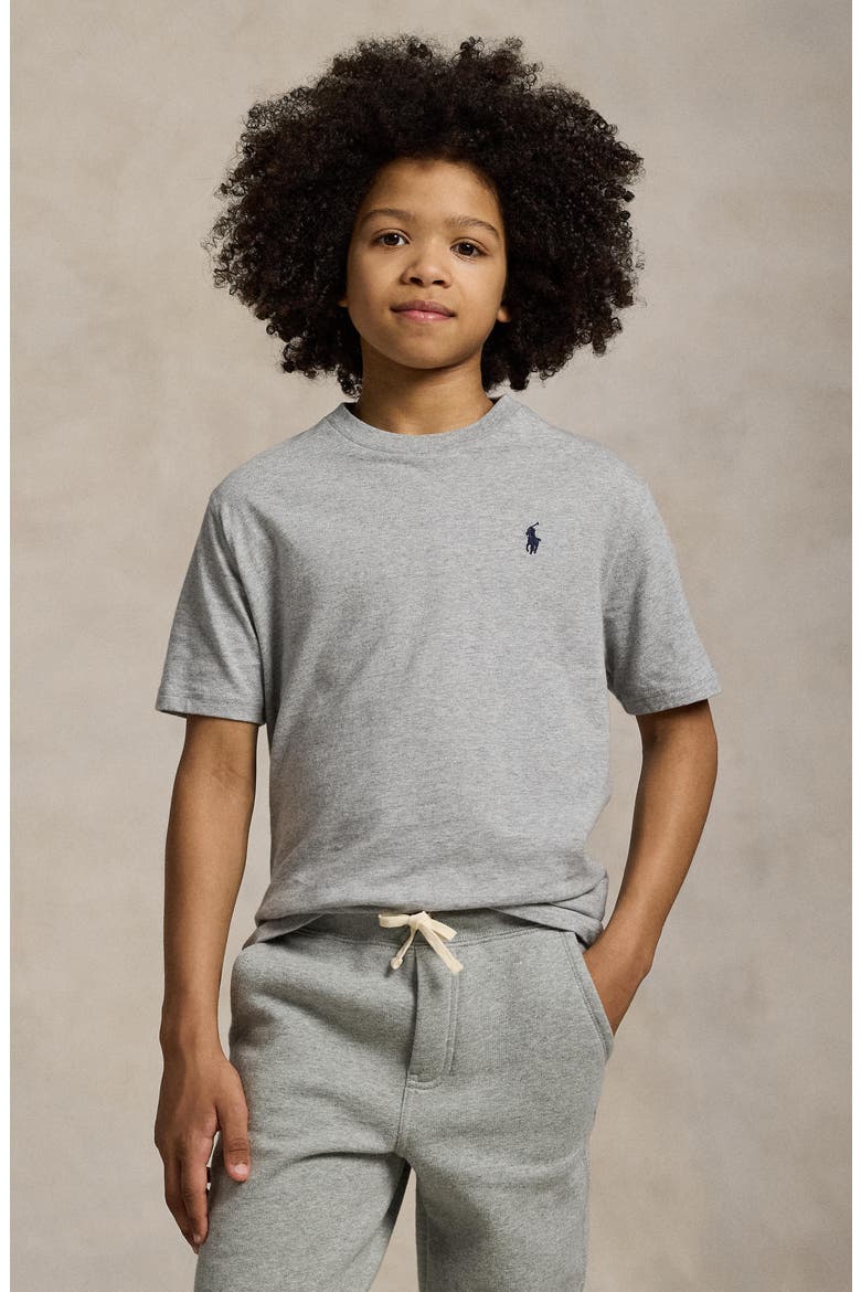 Kids' Short Sleeve Cotton Jersey T-Shirt, Alternate, color, ANDOVER HEATHER