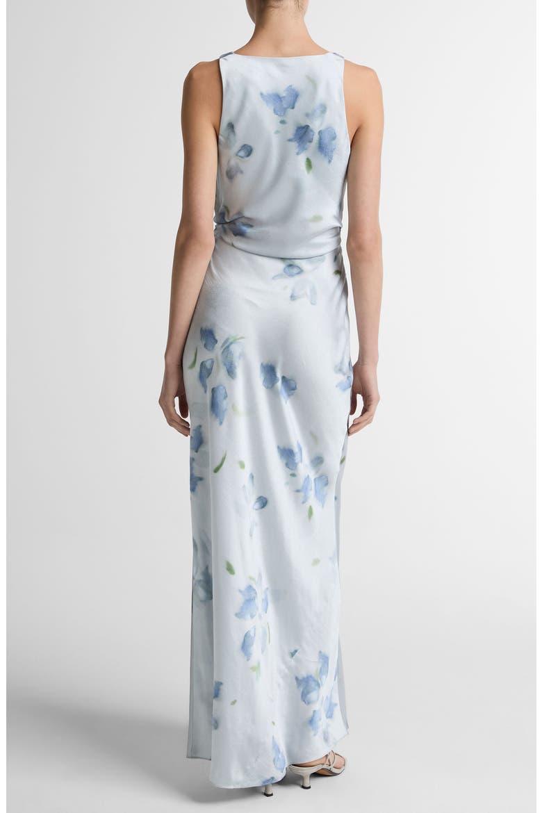Petal Blur Twist Shoulder Satin Maxi Dress, Alternate, color, SOFT GREY