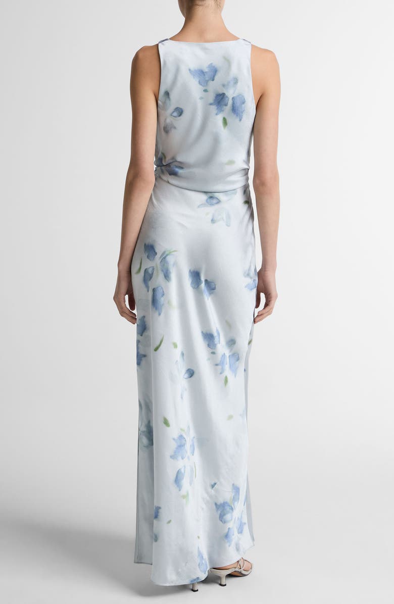 Vince Petal Blur Twist Shoulder Satin Maxi Dress, Alternate, color, Soft Grey