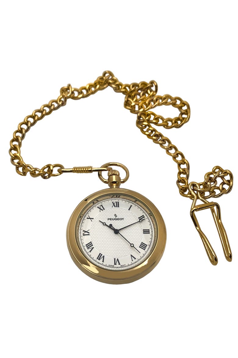 14K Gold Plated Vintage Open Face Pocket Watch- 42MM, Main, color, Gold