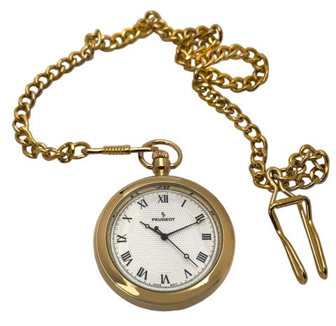 14K Gold Plated Vintage Open Face Pocket Watch- 42MM