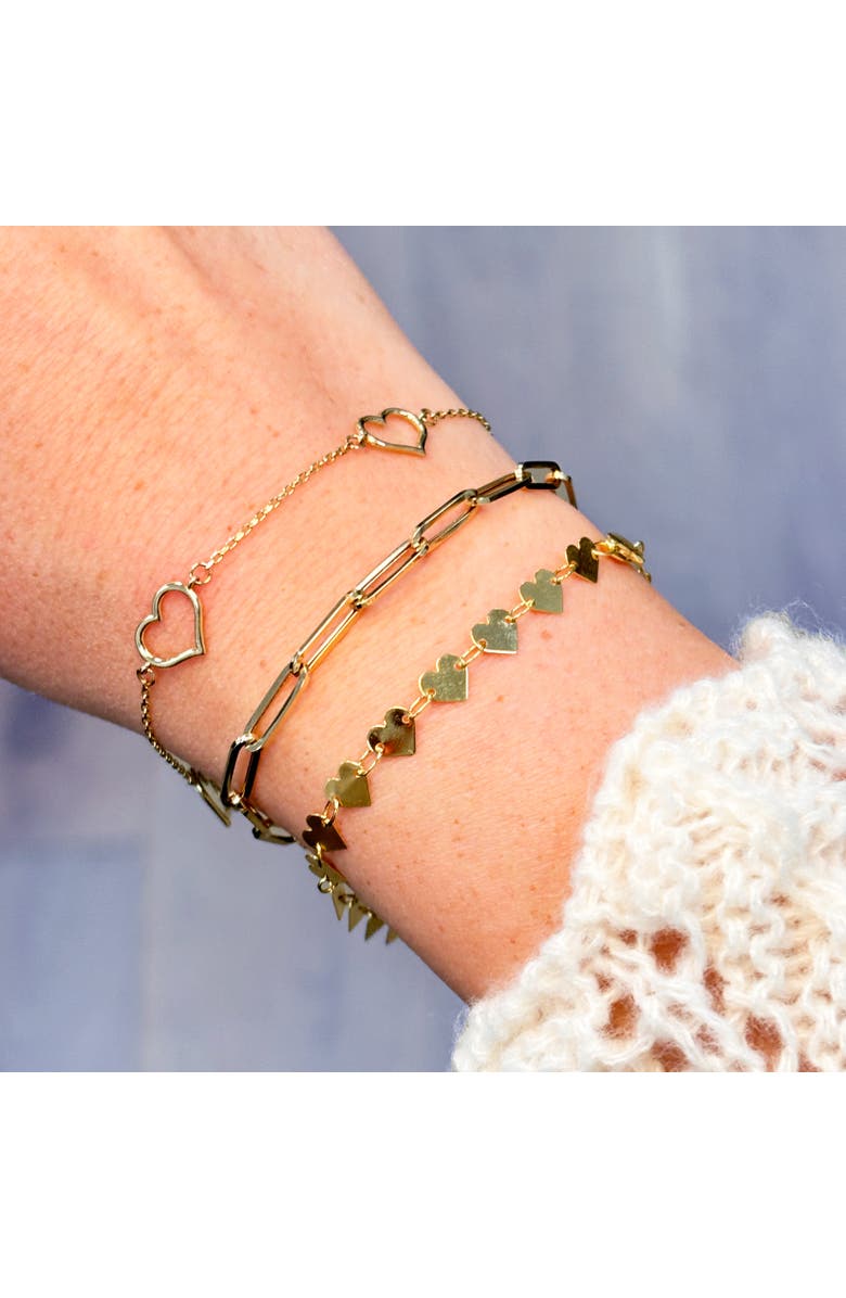 The Lovery Fine Jewelry Gold Open Heart Station Bracelet, Alternate, color, 