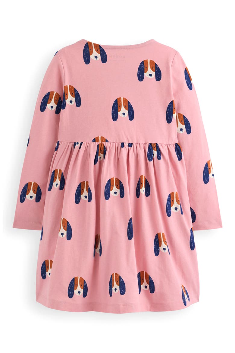 Kids' Ariel Twirly Long Sleeve Cotton Jersey Dress, Alternate, color, VINTAGE PINK SPACED PUPS
