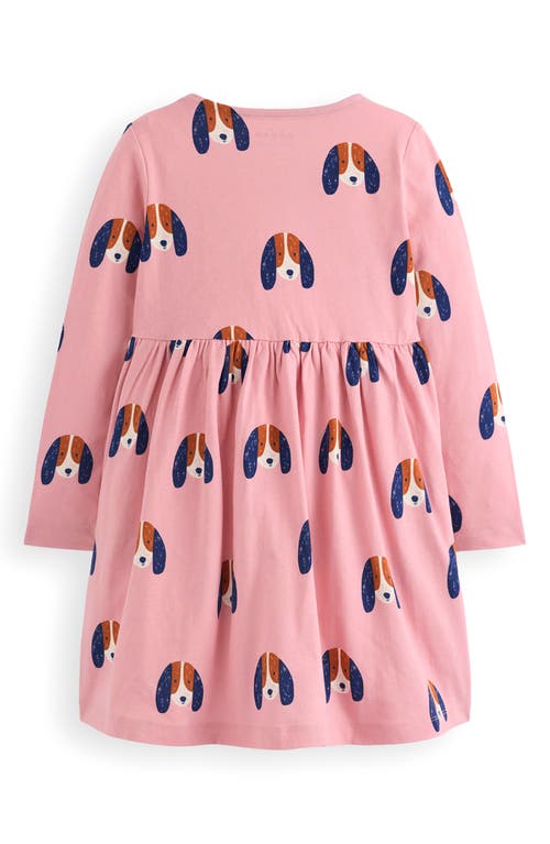 Mini Boden Kids' Ariel Twirly Long Sleeve Cotton Jersey Dress In Pink