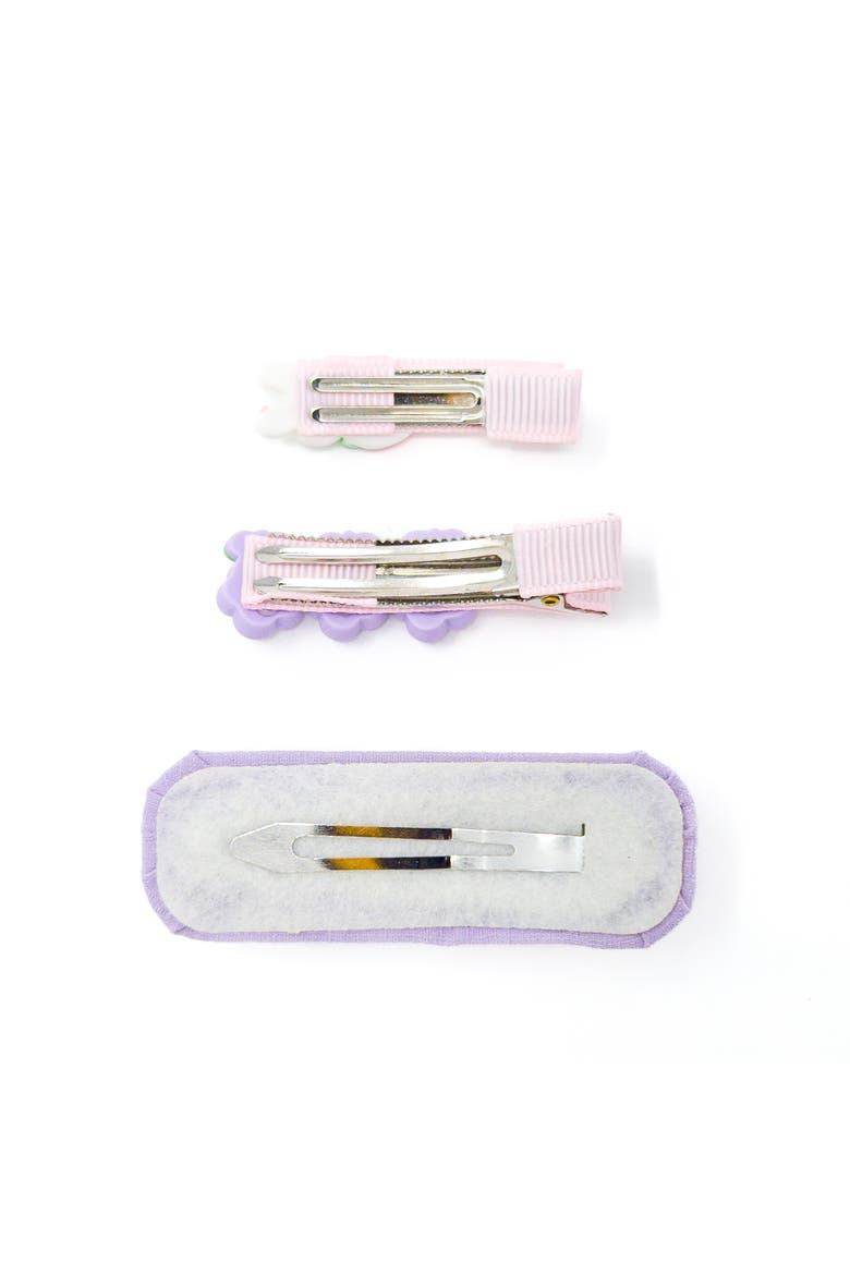 3pc Hair Clip Set - Bunny Garden Trio, Alternate, color, Lilac Bunny Bloom (Purple)