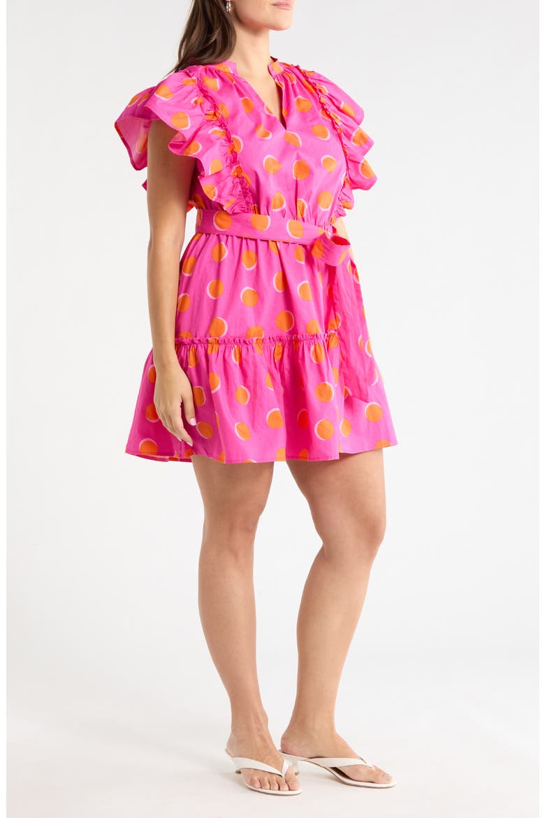Kress Floral Domis Cotton Shift Minidress, Alternate, color, ROSY FUCHSIA/ ORANGE DOT