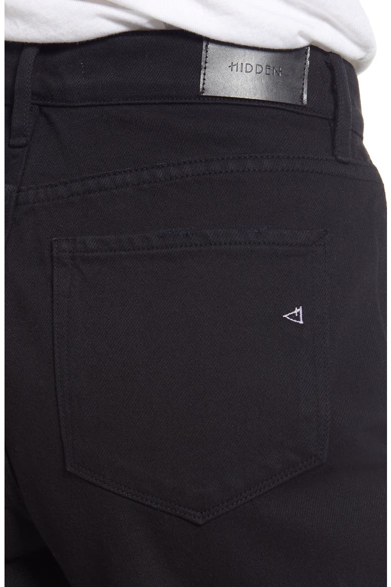 Distressed High Waist Wide Leg Jeans, Alternate, color, BLACK
