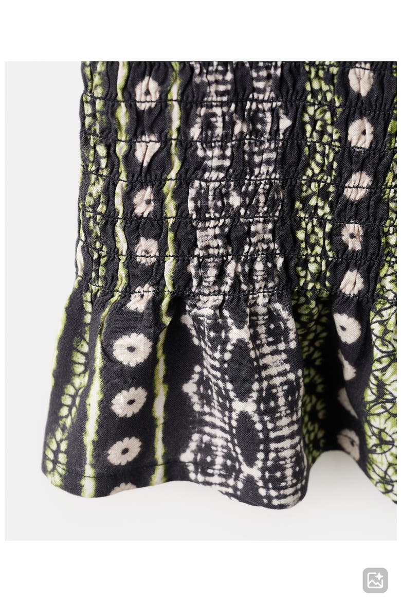 Print Smocked One-Shoulder Minidress, Alternate, color, BLACK